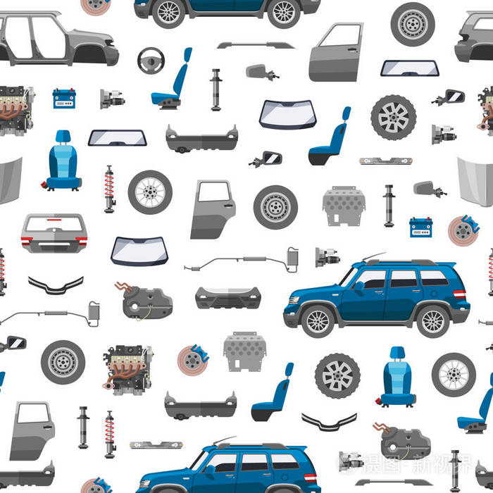 汽车零配件无缝图案 汽车服务向量例证
